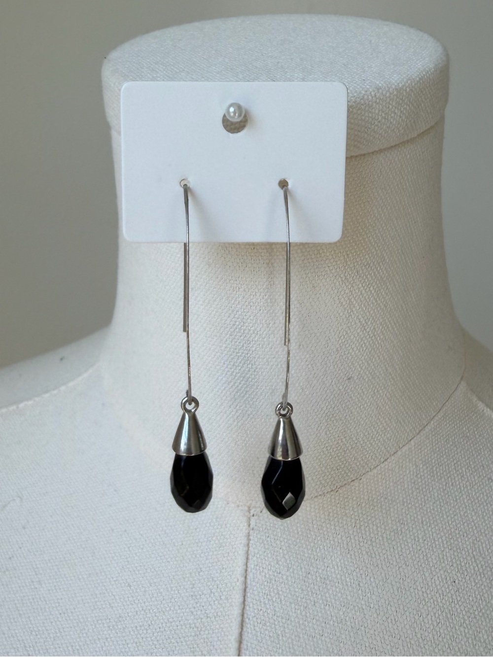 Aurora Glacier Threader Earrings Black Onyx